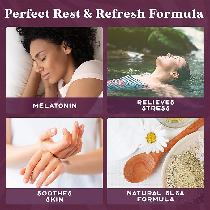 Purple Canyon Bath to Bed Natural Bath Bombs | Calming and Relaxing Sleep Support with Melatonin | Lavender and Coconut Milk Scented Handmade Bath Bombs Set