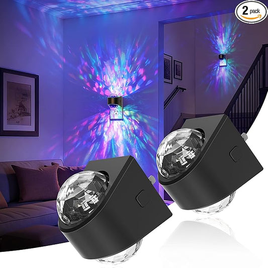 JandCase Night Lights Plug into Wall,2 Pack Star Projector RGB Night Light with 9 Color Change, Automatic Galaxy Nightlight Plug in with Light Sensor for Bathroom Hallway Room Decor