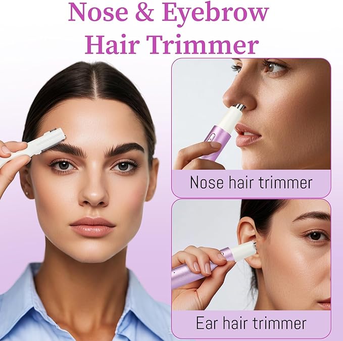 2025 Rechargeable Nose & Ear Hair Trimmer, Dual-Edge Blade Electric Clipper for Women Men, Facial & Eyebrow Hair Removal Tool, Powerful Motor, Painless, Easy to Clean (Multicolor)