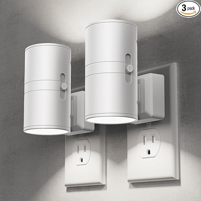 Briignite Night Lights Plug into Wall, Modern LED Night Light Plug in, Dusk to Dawn Sensor, 5000K Daylight, 0-100LM Adjustable Brightness, Dimmable NightLight for Hallway, Bedroom, Stairway, 2 Pack