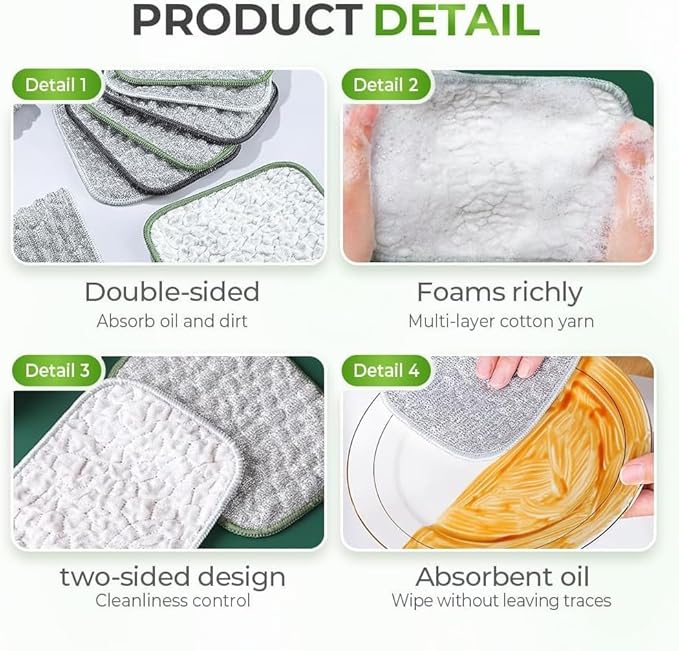 10 PCS Multipurpose Wire Dishwashing Cloth 2025 Upgraded Double-Sided Dishwashing Cloth, Stainless Steel Wire with Multi-Layer Cotton Thread, Metal Scrubbing Pads for Kitchen Cleaning