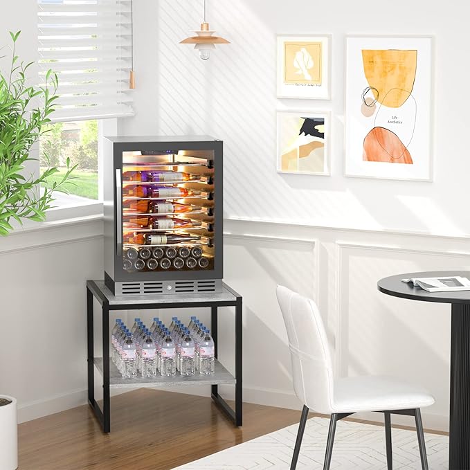 Homieasy End Table, 20 Inch Square Side Table Modern Night Stand with 2-Tier Storage Shelf, Living Room Small Coffee Table, Wood Finish Bedside Table for Bedroom, Light Oak