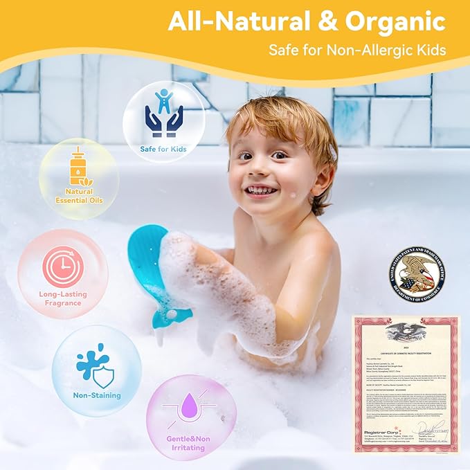 Kids Bath Bombs with Surprise Inside: 9 Pcs Natural Organic Egg Bunny Shaped Basket Stuffers for Kid Girls Boys Bubble Bathbombs Fruit Scented Spa Birthday Gift Set Party Favors Children 3+ Year Old