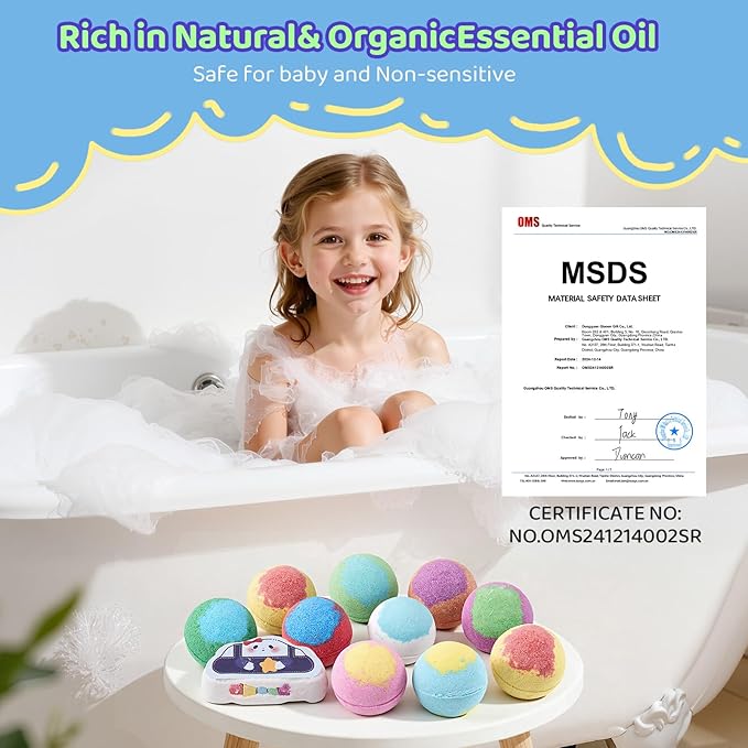 Bath Bombs for Kids with Toys Inside for Girls Boys - 11 Pack Bath Bombs Gift Set with Surprise with Surprise Toys | Kids Safe Bubble Bath Fizzy Balls Halloween Christmas Birthday Gift Kit