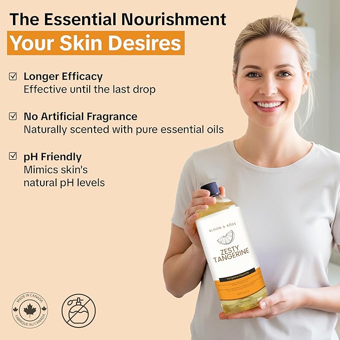 Luxury Liquid Hand Soap Refill - Natural Scented Hand Wash - Gentle Hand Soap with Essential Oils & Aloe Vera - Moisturizing Handwash for Bathroom and Kitchen - Zesty Tangerine Scent, 33.8 fl oz