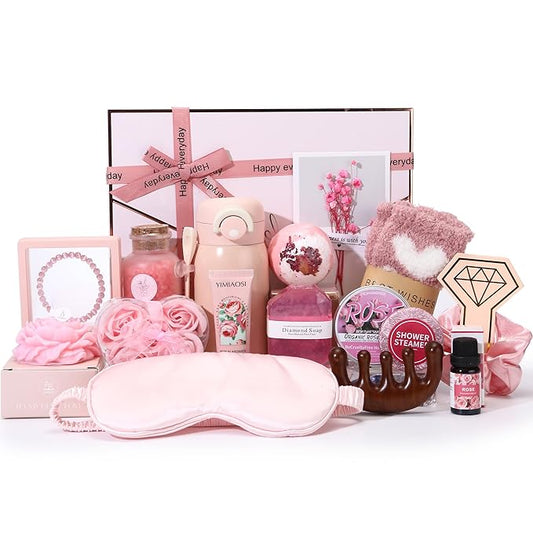 Sea Team 16-Pack Relaxing SPA Gift Set for Women, Shower Kit with Bath Bomb, Bath Salt, Handmade Soap, Cream, Essential oil, Gift Box Included, Rose