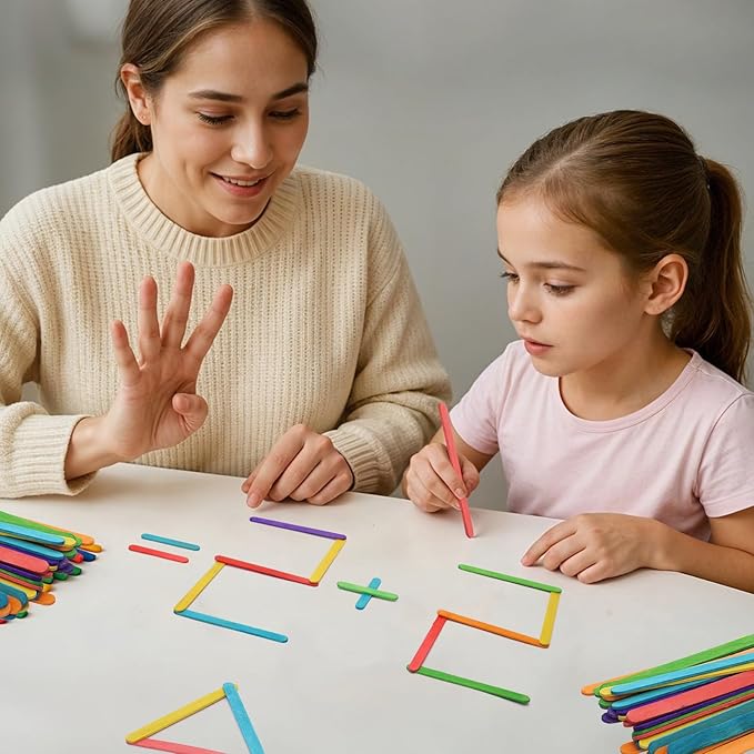 300PCS Colored Sticks for Craft, 3 Sizes (2.5",4.5",6") Colorful Rainbow Popsicle Wooden Sticks Bulk for Home Decoration Project Kid Classroom Art DIY Craft Supplies School Activities