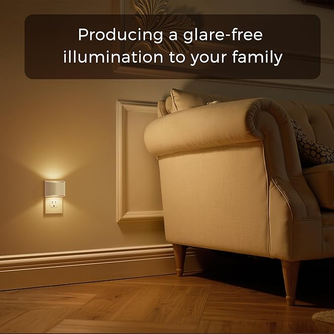 L LOHAS LED Night Lights Plug into Wall with 3CCT Adjustable (1600K/3000K/5000K), 1W Nightlight Plug in Wall, Built in Dusk to Dawn Sensor, 2 Pack, White Housing