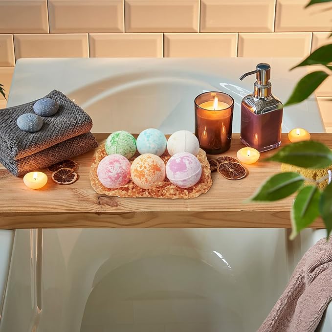 Luxury Christmas Gifts 15-Piece Floral 6 x 150g Bath Salt & 6 x 100g Bath Bomb Gift Set for Mothers Day Gifts, Bath & Body Gift Set for Women, Self Care Kit Elegant Box | Birthday Gifts