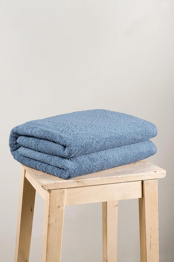 SALBAKOS 100% Turkish Cotton Jumbo Bath Sheet Towel Oversized 40x80 inch | Premium Hotel & Spa Quality, Soft, Absorbent, XL Bath Towels | Made in Turkey (Pack of 1, Blue, Jumbo Bath Sheet)