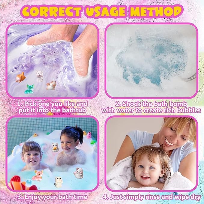 Kids Bath Bombs with Surprise Inside, 20 PackGift Set, Natural Organic Bubble Bath Kids Foam Bath