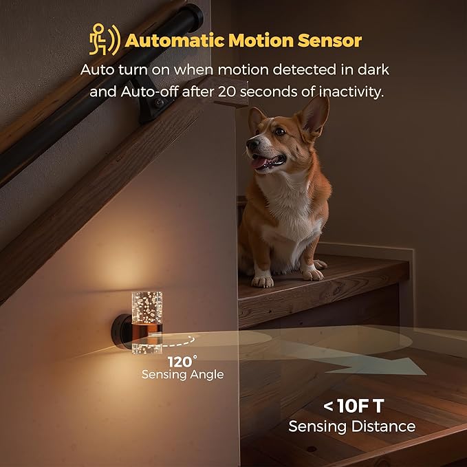 L LOHAS LED Motion Sensor Night Light, Wireless Rechargeable Wall Mounted Nightlight,Motion-Activated Acrylic Night Lights,3000K Dimmable for Bathroom Hallway