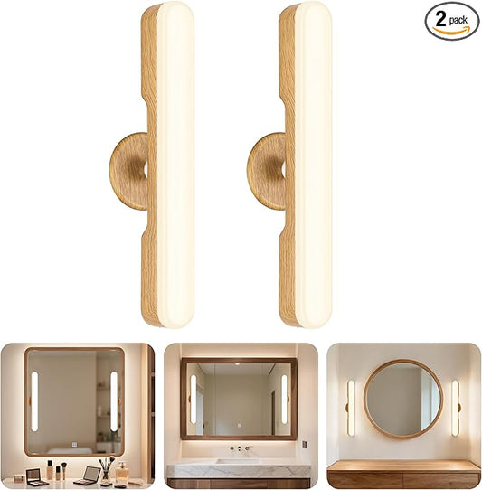 Set of 2 Wireless Vanity Makeup Lights for Mirror, Rechargeable LED Stick On Light Bar for Bathroom Mirror with Dimmable 3 CCT, Long Battery Life Cordless Light for Vanity Desk(Light Brown)
