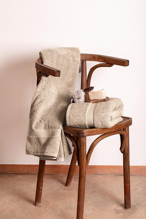 SALBAKOS 100% Turkish Cotton Extra Large Bath Sheet Set of 2 35x70 inch | Heirloom Quality | Hotel & Spa Collection | Soft, Absorbent Oversize Bath Towels | Made in Turkey (Taupe, 2 Bath Sheets)