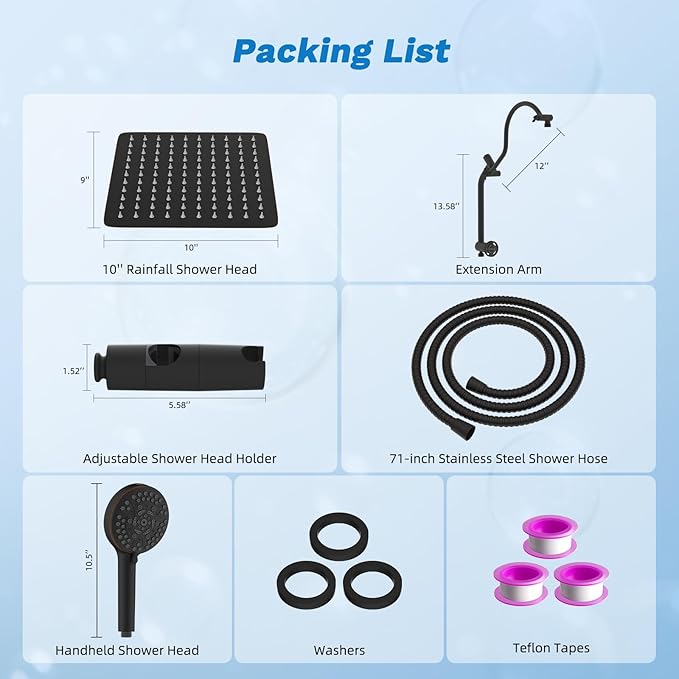 Hibbent Upgraded All Metal 10"Rainfall Showerhead Combo, High Pressure Shower Head with 10-Spray Mode Handheld, Innovative 4-way Diverter with Pause Mode, 71'' Hose and Holder, Oil Rubbed Bronze