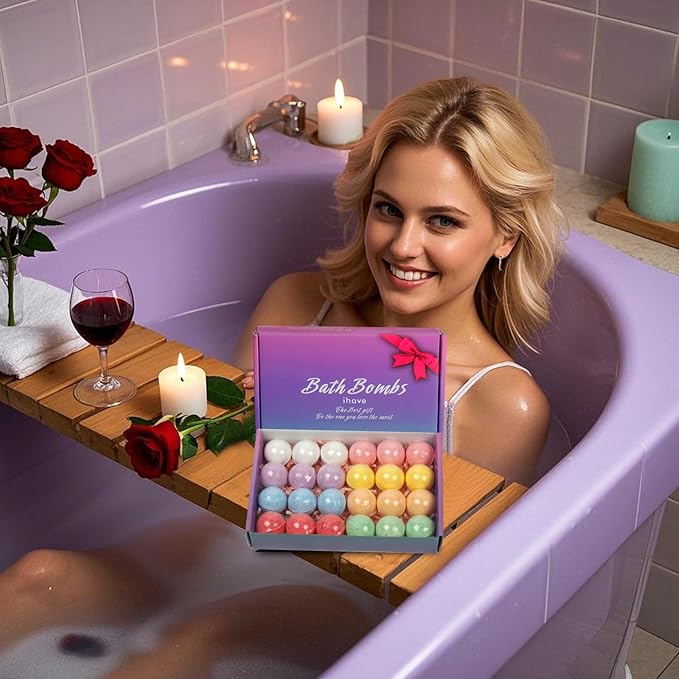 iHave Bath Bombs, 24 Pcs Mini BathBombs Gifts for Women - Perfect Bubble Bath Gift Set for Boys and Girls