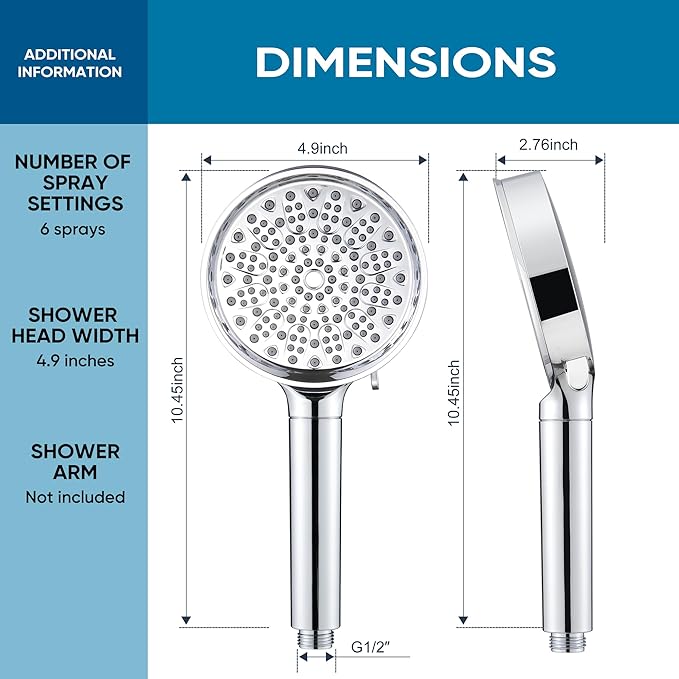 Cobbe Filtered Shower Head with Handheld, High Pressure 6 Spray Mode Showerhead with Filters, Water Softener Filters Beads for Hard Water - Remove Chlorine - Reduces Dry Itchy Skin, Chrome