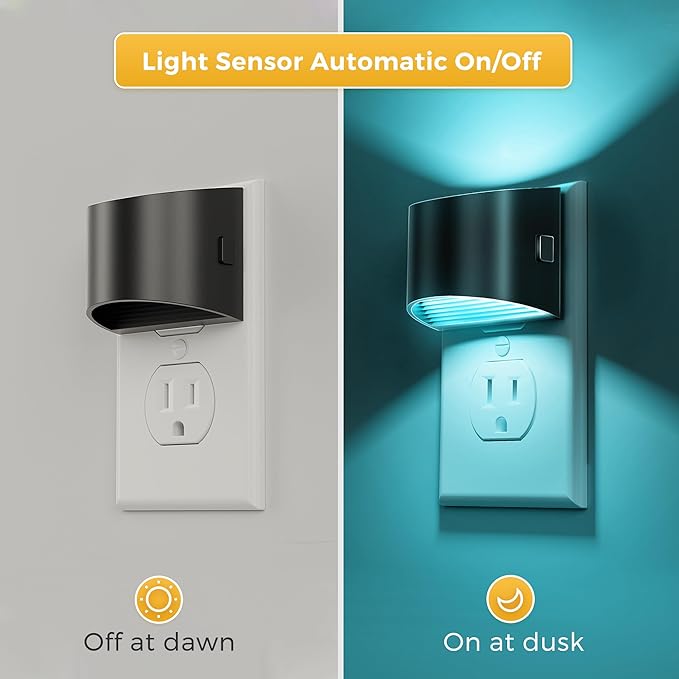 L LOHAS LED Night Lights Plug into Wall, Kids Night Lights with 8 RGB Color, Built-in Dusk to Dawn Sensor, Color Changing Mode, 2 Pack