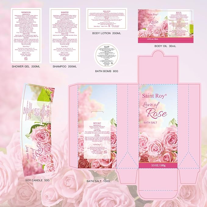 Bath Kit Christmas Gifts for Women, Spa Gifts bath Gift for Her Rose Mother Gift, Bath Set for Women, Luxury Home Spa bath and body Gift Basket, Bridal shower gift basket