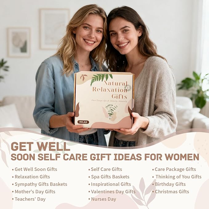 Get Well Soon Gifts Baskets for Women - Self Care Spa Care Package w/Blanket, Thinking of You Inspirational Gift, Relaxation Christmas Holiday Birthday Gifts for Mom Wife Her Coworker Firends