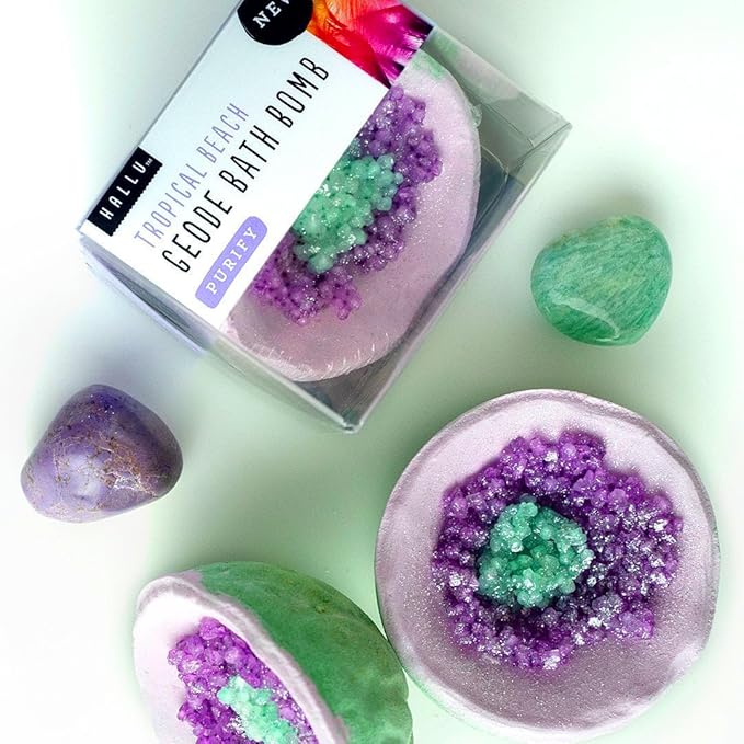 Hallu Tropical Beach Geode Bath Bomb, 85 g Each, Pack of 6