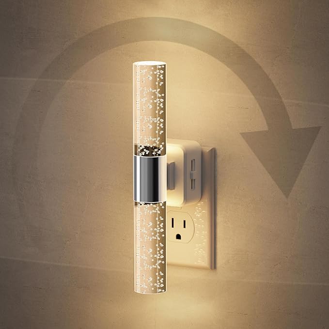 JandCase Night Lights Plug into Wall, 180° Rotating 3000K Soft Light LED NightLights, 0-100LM Adjustable Brightness, Plug in Night Light with Auto Light Sensor,for Bathroom,Hallway,Bedroom