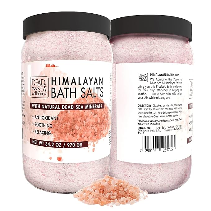 Dead Sea Collection Himalayan Bath Salts – Pure Dead Sea Minerals and Himalayan Pink Salt - Nourishing Soothing and Relaxing Skin and Muscle – 34.2 Oz