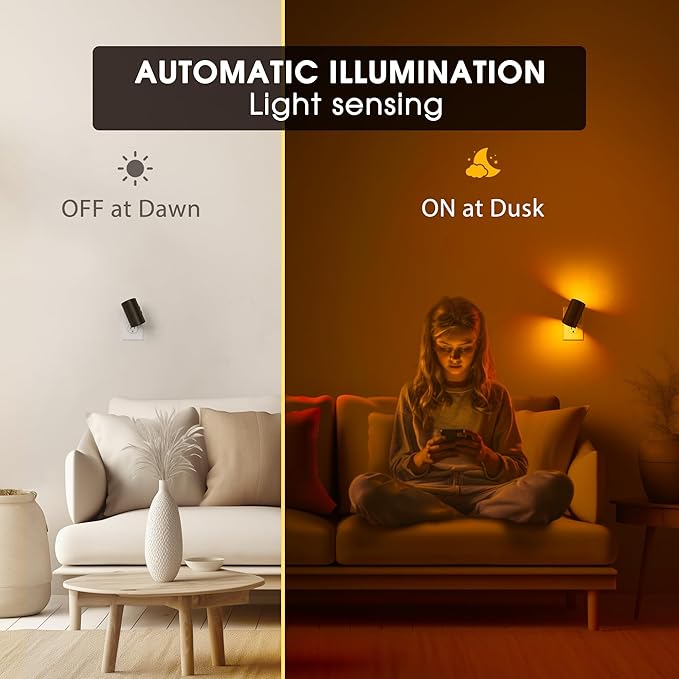 Briignite Night Lights Plug into Wall, 10-Color Changing RGB Night Light for Kids,180° Rotatable Plug in Nightlight with Dusk to Dawn Sensor for Bathroom Decor, Children Room, Gift-2 Pack