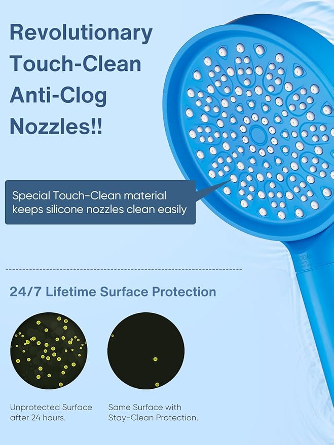 Cobbe Filtered Shower Head with Handheld, High Pressure 6 Spray Mode Showerhead with Filters, Water Softener Filters Beads for Hard Water - Remove Chlorine - Reduces Dry Itchy Skin, Blue