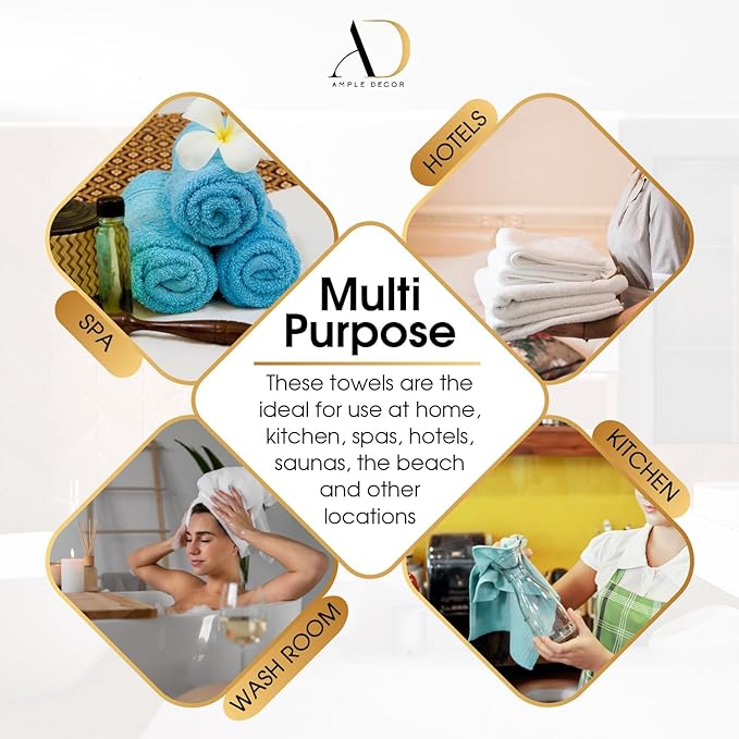 Ample Decor Washcloth Set of 200 Sky Blue 100% Cotton - Qucik Dry Popcorn Textured - Mulaayam Collection - 12 X 12 Inch