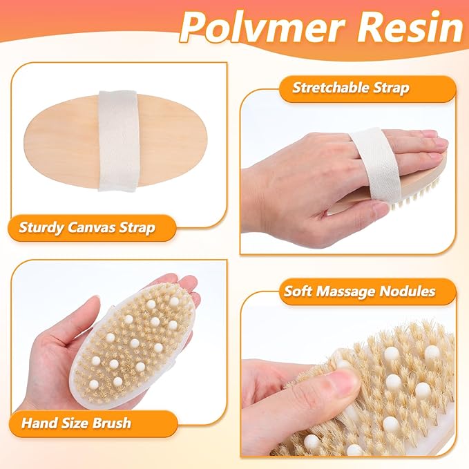 10 Pcs Dry Brushing Body Brush Exfoliating Brush with Massage Nodule Dry Skin Body Scrubber for Shower Bath Back Circulation Improvement Dead Skin Remove Beauty Exfoliator (4.92 x 2.56 Inches)