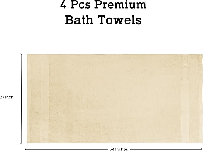 Casa Lino Linen Brown Bath Towels Set of 4 (54" x 27") - Large Bathroom Towel Set - 100% Cotton Towels for Bathroom - Highly Absorbent & Quick Dry Bath Towel Multipack - New Apartment Essentials