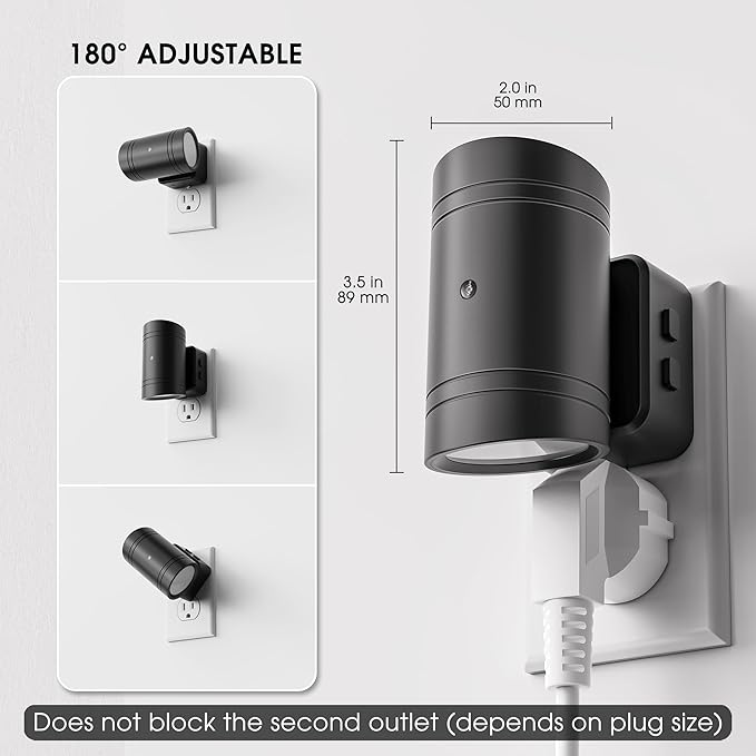 Briignite Night Lights Plug into Wall, 10-Color Changing RGB Night Light for Kids,180° Rotatable Plug in Nightlight with Dusk to Dawn Sensor for Bathroom Decor, Children Room, Gift-2 Pack