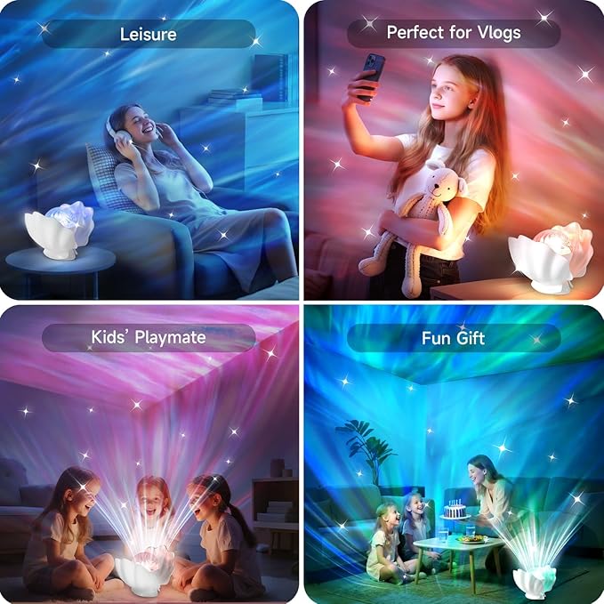 Northern Lights Projector, Shell Night Light Built for Bedroom Nebula Lamp, Kids Dorm Decor, Cute Room Decor Aesthetic, Christmas Gifts for Teens