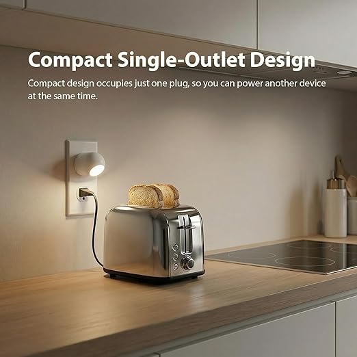 Mini LED Night Light Plug-in Smart Sensor Directional Lamp with 360° Adjustable Head Auto On Off Dusk to Dawn Lighting Energy Saving Bedside Wall Light (Warm White, 4 Pack)