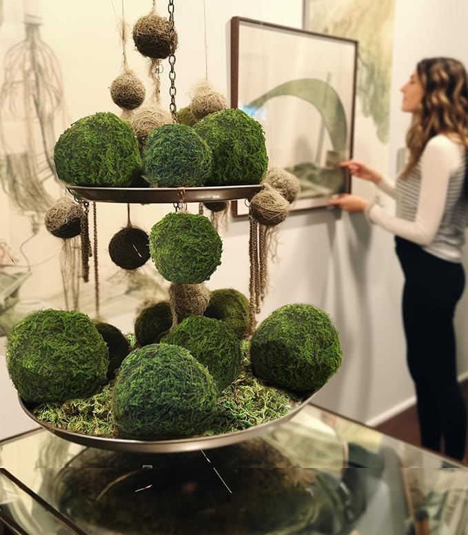 21 Pack Green Moss Balls 8pcs 3.2" Decorative Balls for Bowls Filler 13pcs 2.3" Fake Moss Balls for Centerpiece Artificial Balls for Vase Filler Live Moss Ball for Home Tabel Decor