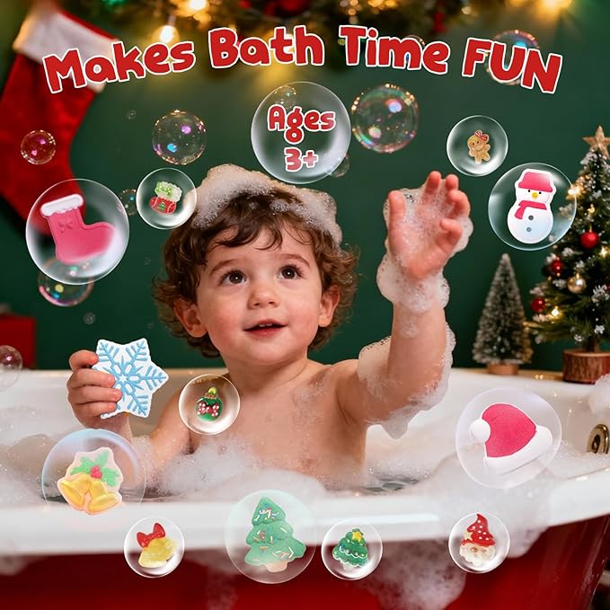 Christmas Bath Bombs Shower Steamers: 6 Pack Handmade Natural Organic Bath Bomb Set for Women Relaxing Bubble Bathbombs Scented Gifts Stocking Stuffers Holiday Birthday for Men Kids Girls Girlfriend