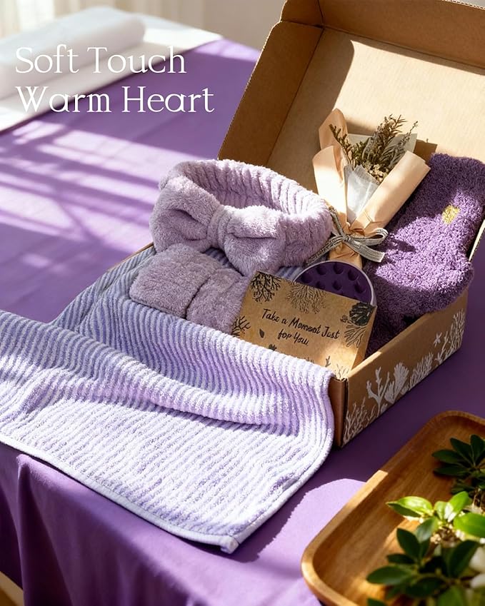 Coralogo Lavender Spa Gift Baskets - Natural Pampering Spa Set, Self-Care Get Well Soon Basket,Thank You Gifts, Unique 11pcs Gift Set for Birthday Christmas Valentines Day Mothers Day