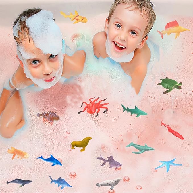 Kids Bath Bombs with Surprise Inside,4 Pack Marine Shark Bath Bomb for with Ocean Sea Animals for Girls Boys Toddlers, Safe Natural & Organic