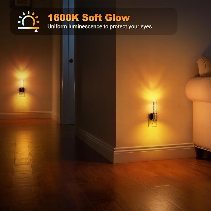 JandCase Night Light, Flameless Candle Night Lights Plug into Wall, Dusk to Dawn Sensor Aesthetic Automatic Nightlight, Dimmable Amber LED Nightlights, Decorative nite light for Adults Bathroom,1 Pack
