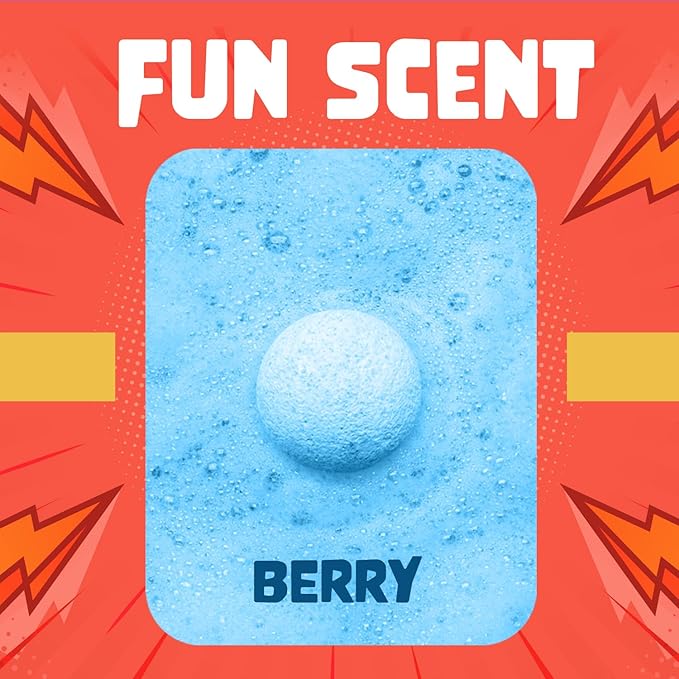 Superhero Bath Bombs for Kids & Boys with Surprise Hero Toys Inside (1 Pack) - Large Bubble Bath Bombs for Boys & Girls - Children Gift & Boys Valentine Gifts - Fruity Scent, USA Made by Two Sisters