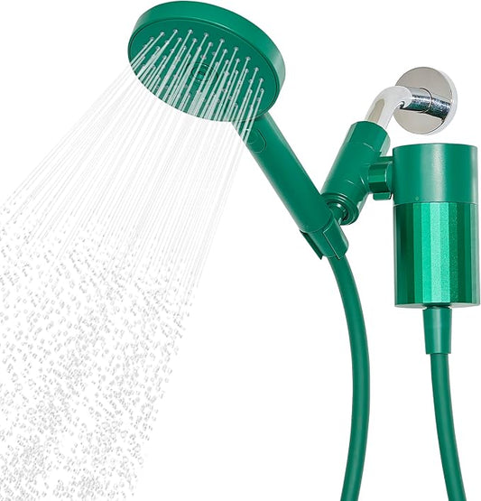 Sproos! - Handheld Showerhead with Filter Set, High Performance Filtration System for Healthier Hair and Skin, Extra Long 70 Inch Hose, 3 Customized Spray Functions, Green