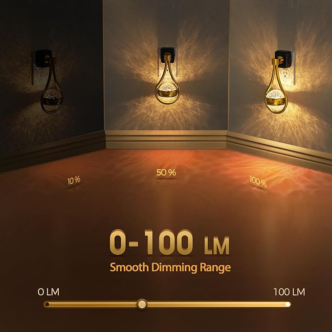 Briignite LED Night Lights Plug into Wall, 330° Rotating Night Light with Dusk to Dawn Sensor, 0-100LM Dimmable Nightlight Adjustable Brightness, 3000K Warm White for Hallway, Bedroom, Stairway