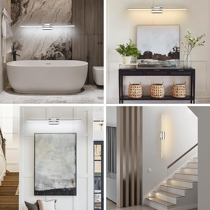 40 Inch LED Bathroom Vanity Light (3000K/4000K/6000K, Dimmable), Chrome Modern Bathroom Light Fixture Over Mirror, Vanity Light Bar with Angle Adjustable