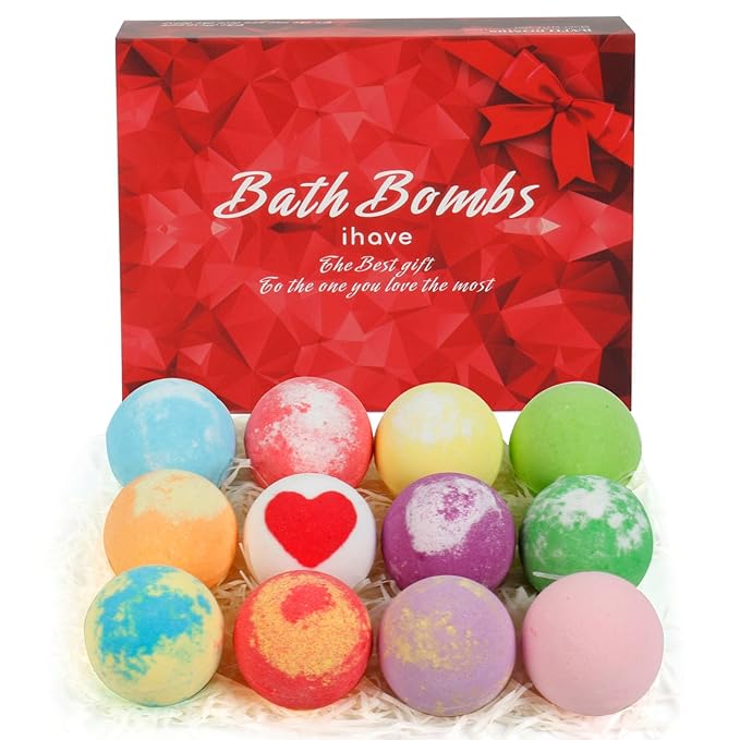 iHave Bath Bombs for Kids and Women, 12 Natural Handmade Bath Bomb Gift Set, Fun Bubble Bath Perfect Kids Christmas Gifts