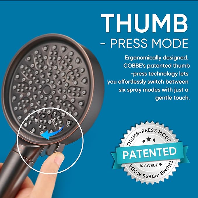 Cobbe Filtered Shower Head with Handheld, High Pressure 6 Spray Mode Showerhead with Filters, Water Softener Filters Beads for Hard Water - Remove Chlorine - Reduces Dry Itchy Skin, Oil Rubbed Bronze