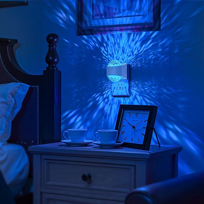 Night Lights Plug into Wall, Star Projector for Bedroom, Night Light Projector for Kids, 9-Color RGB Galaxy Nightlight with Dusk to Dawn Sensor for Bathroom, Home Gaming Room Decor Gifts，2 Pack