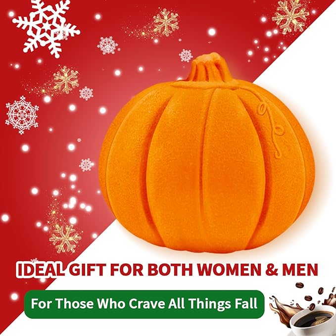 Bath Bombs Christmas Gifts for Women & Men Pumpkin Spice - Stocking Stuffers for Teen Girls Giftable Packaging, Natural Organic Relaxing, Vanilla/Coffee/Cinnamon/Nutneg Scent, White Elephant Gifts