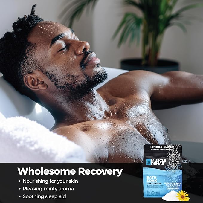 Muscle Rehab| Arnica Bath Soak with Essential Oils | Pain Relief for Sore Muscles, Joints & Foot Ache | Magnesium Flakes Bath Salts for Muscle Recovery, Relaxation & Wellness