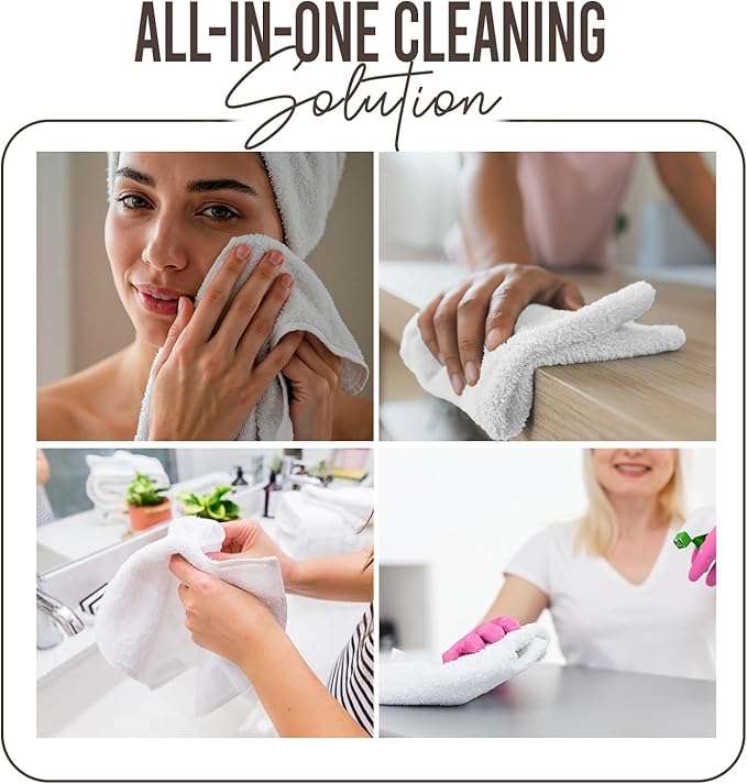 DAN RIVER 12 Pack Wash Cloths for Showering [12x12] - 100% Cotton Washcloths Premium Quality Flannel Face Cloths for Bathroom, Highly Absorbent and Soft Feel Wash Clothes, Brown